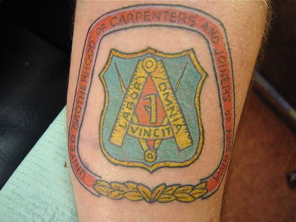 Badass Carpenter Union Logo Tattoo