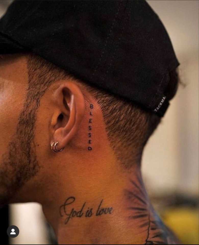 blessed tattoo behind ear  Small neck tattoos, Side neck tattoo