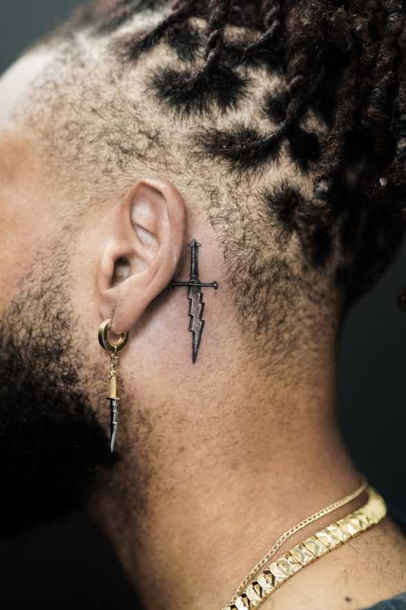 Dagger tattoo  Tattoos, Side neck tattoo, Tattoo style