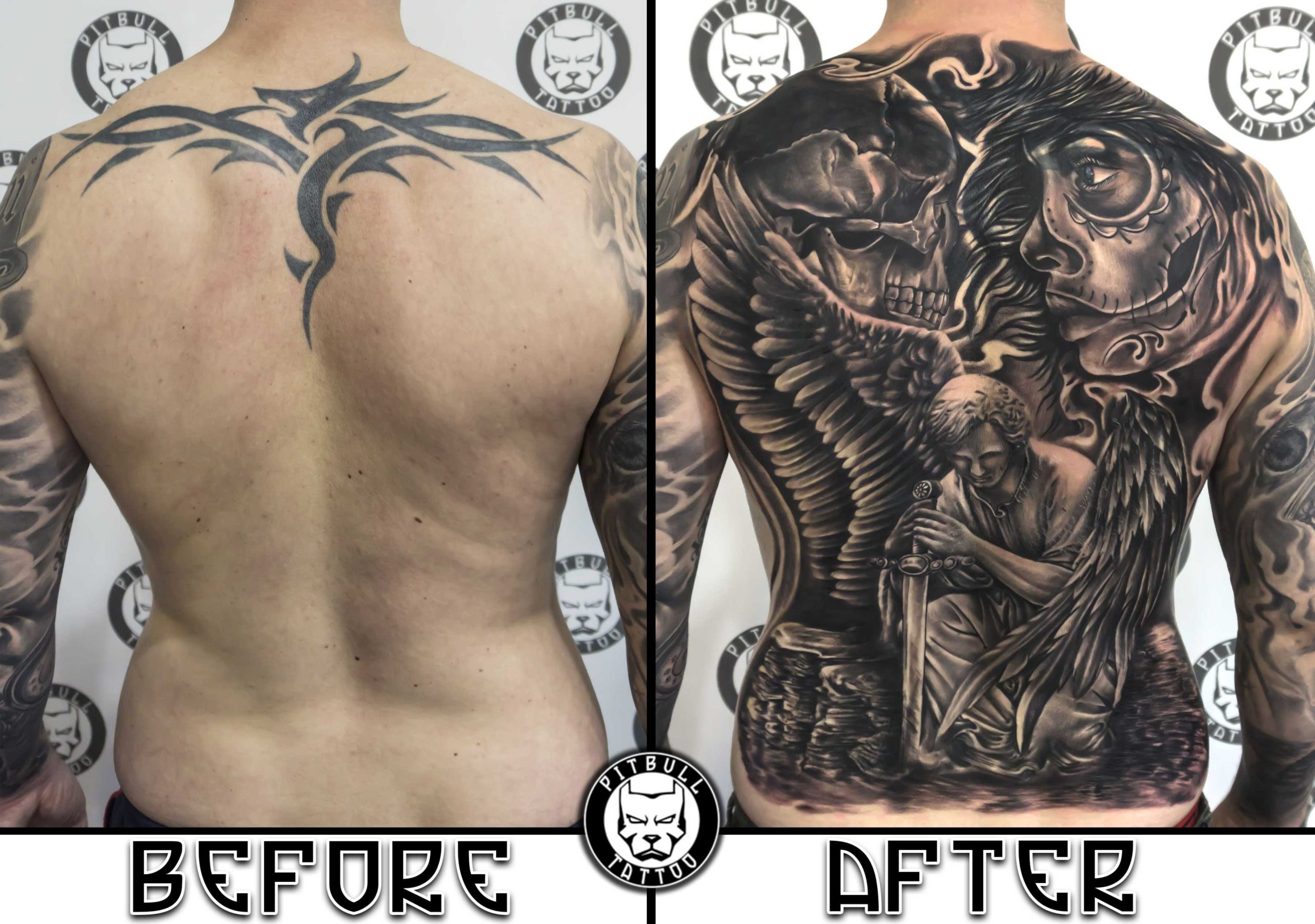 Full back cover up  Cover up tattoos, Cover up back tattoos