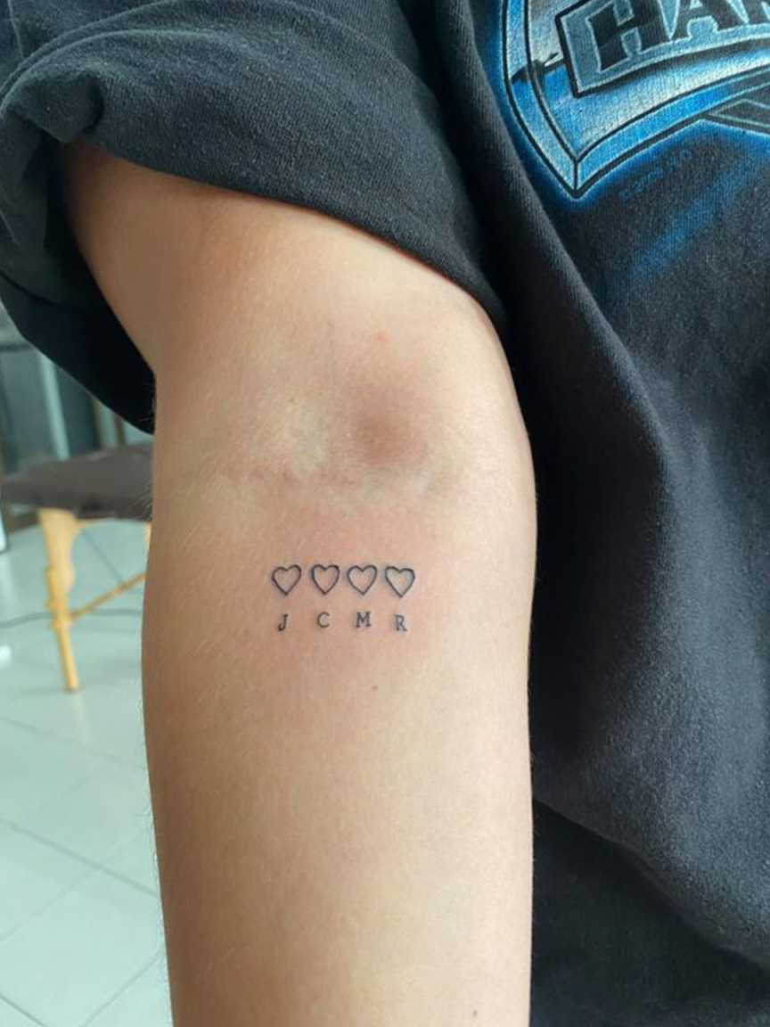 Little Love Heart Family Temporary Tattoo Personalized Name Tiny