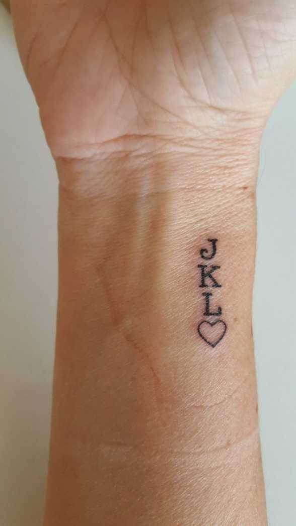 My kids initials #tinytatt  Tattoos for daughters, Wrist tattoos