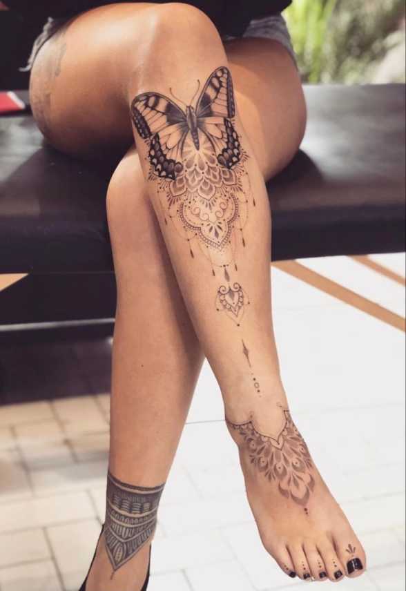 Pretty Leg Tattoos  Knæ tatovering, Tatoverede kvinder, Fod