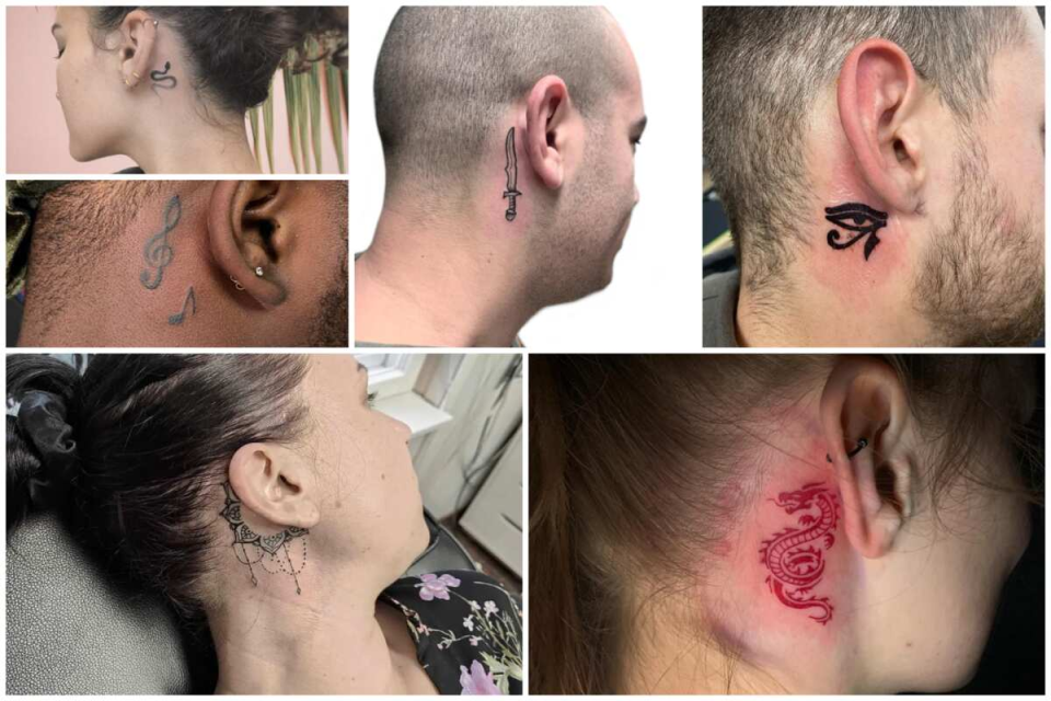 small meaningful behind the ear tattoos for men and women