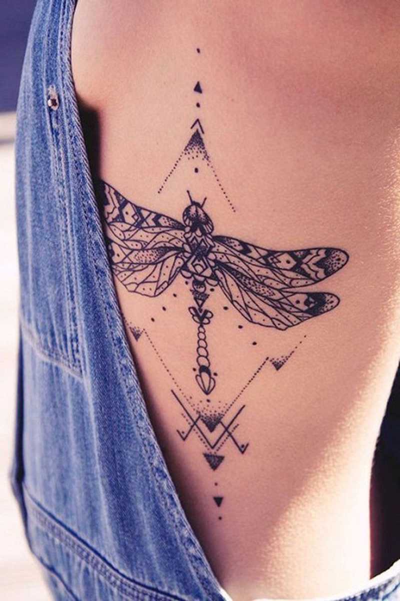 Trending Dragonfly Rib Tattoo Ideas for Women - Nature Animal Side