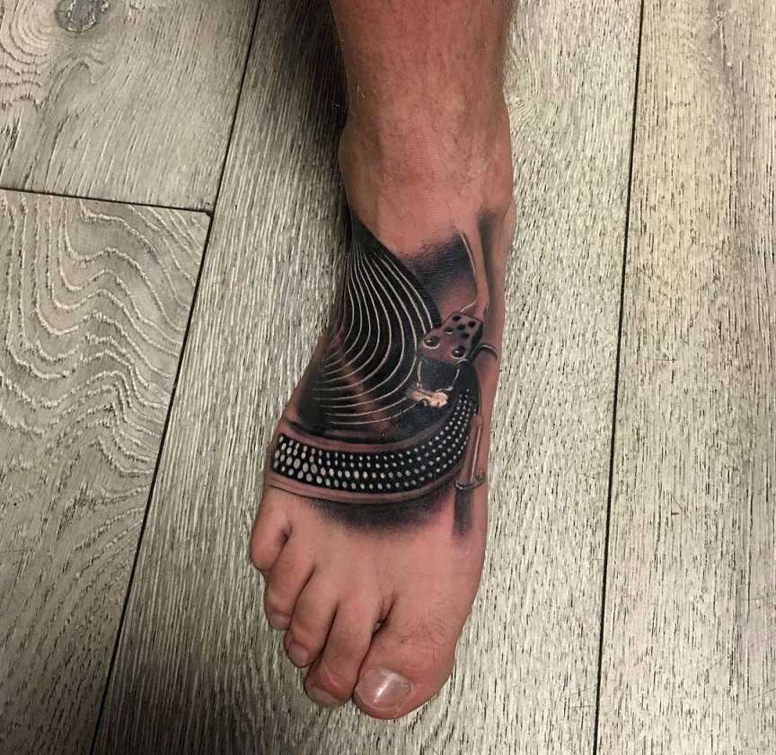 Turntable Foot Tattoo  Foot tattoo, Tattoos, Foot tattoos