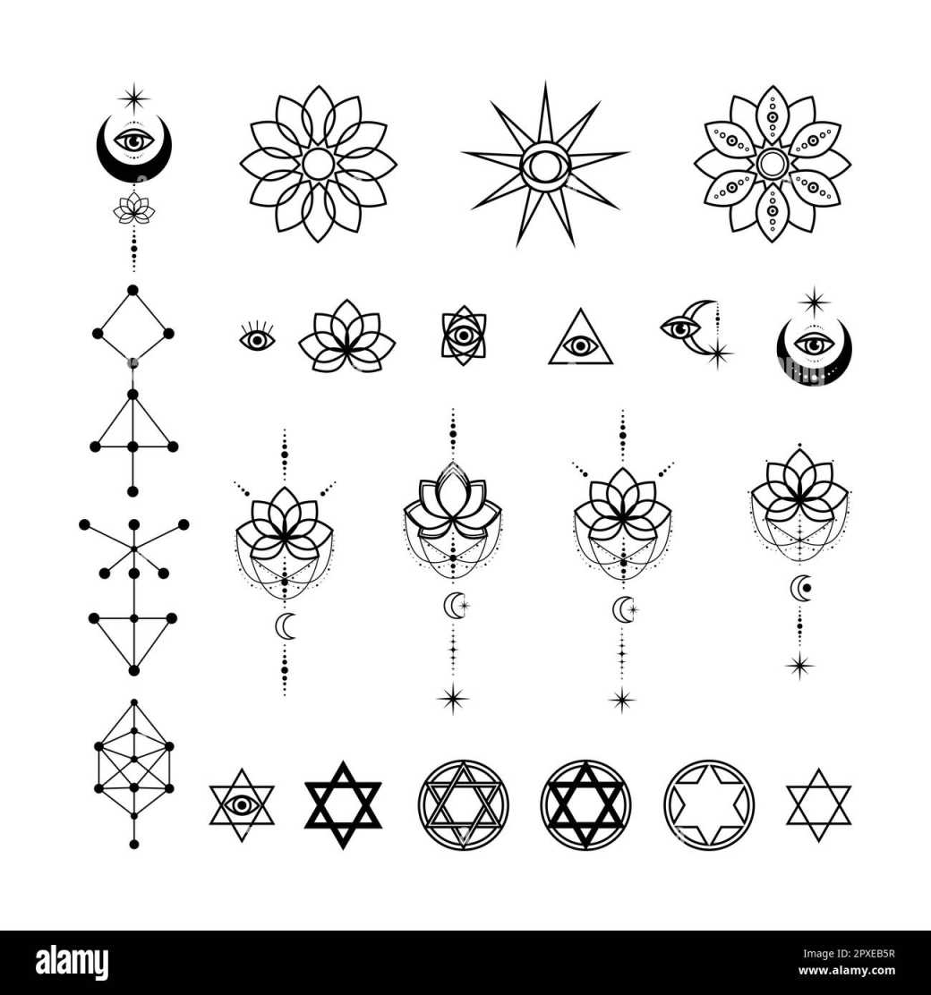 Astrological symbols of the moon sun stars, Esotericism and magic