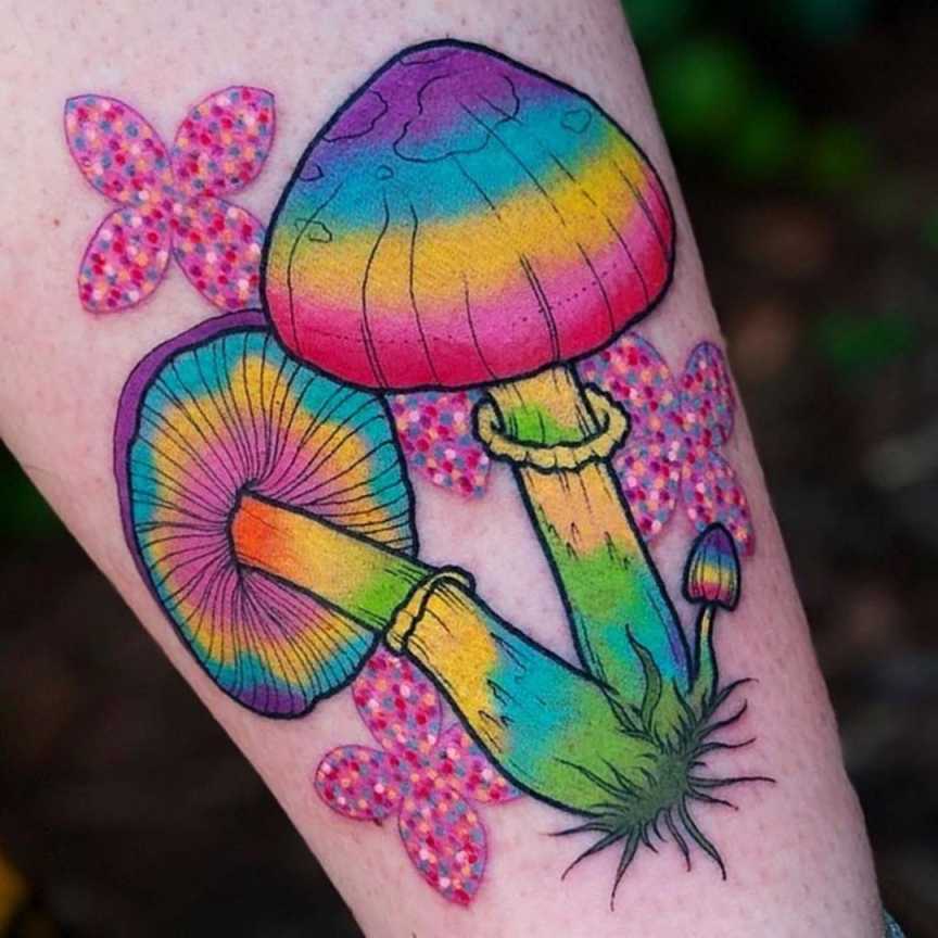Colorful Mushroom Tattoos for a Playful and Vibrant Look!