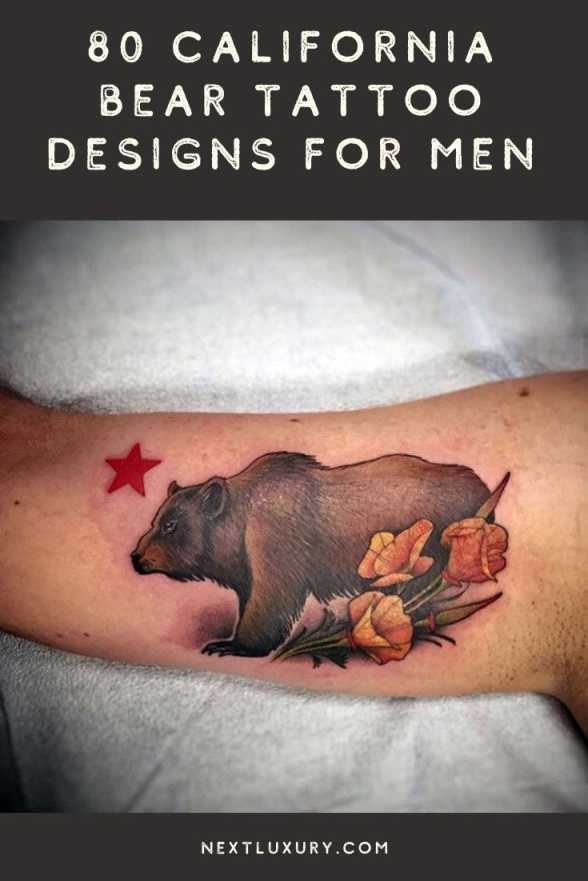 Cool California Bear Tattoo Designs for Men [ Guide