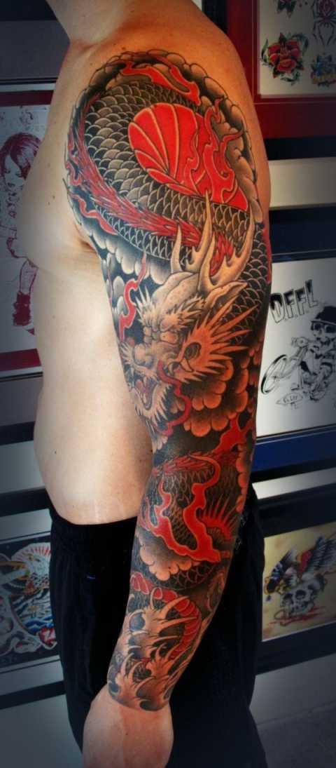 Cool Japanese Sleeve Tattoos for Awesomeness  Dragon sleeve