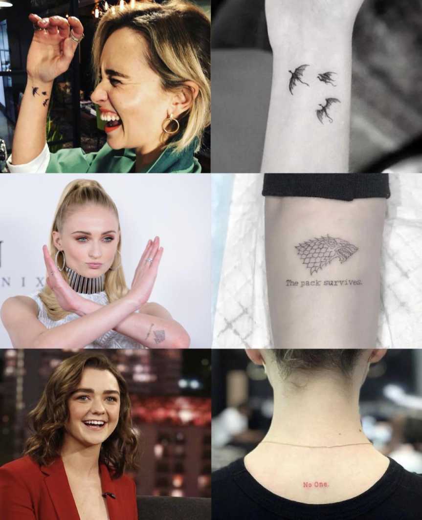 Emilia, Sophie & Maisie with their GoT tattoos! Which one is your