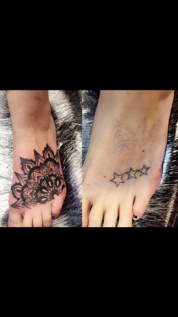 Fan shape mandala foot tattoo coverup  Mandala foot tattoo, Foot