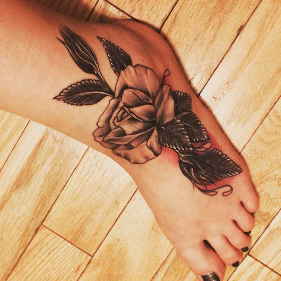 Foot tattoo. Cover up. Roses