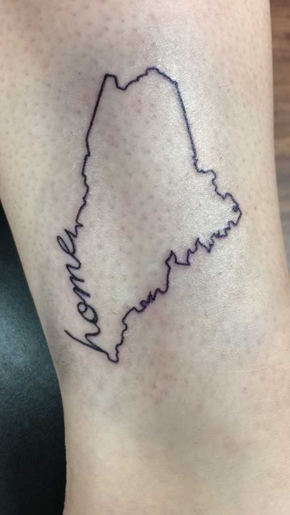 Home is where the heart is 💙 Maine state tattoo #HomeStateTattoo