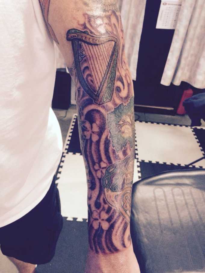 Irish sleeve tattoo. Celtic ink