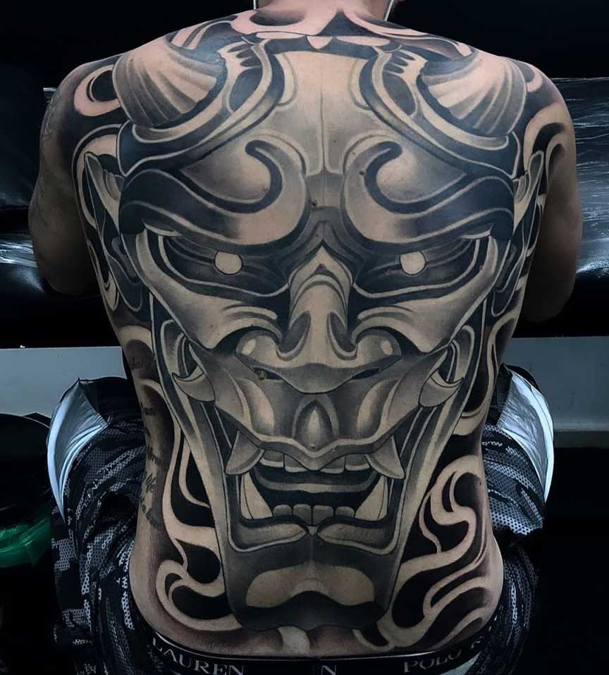 Killer Ink Tattoo on X: "Sick #Hannyamask full back piece from