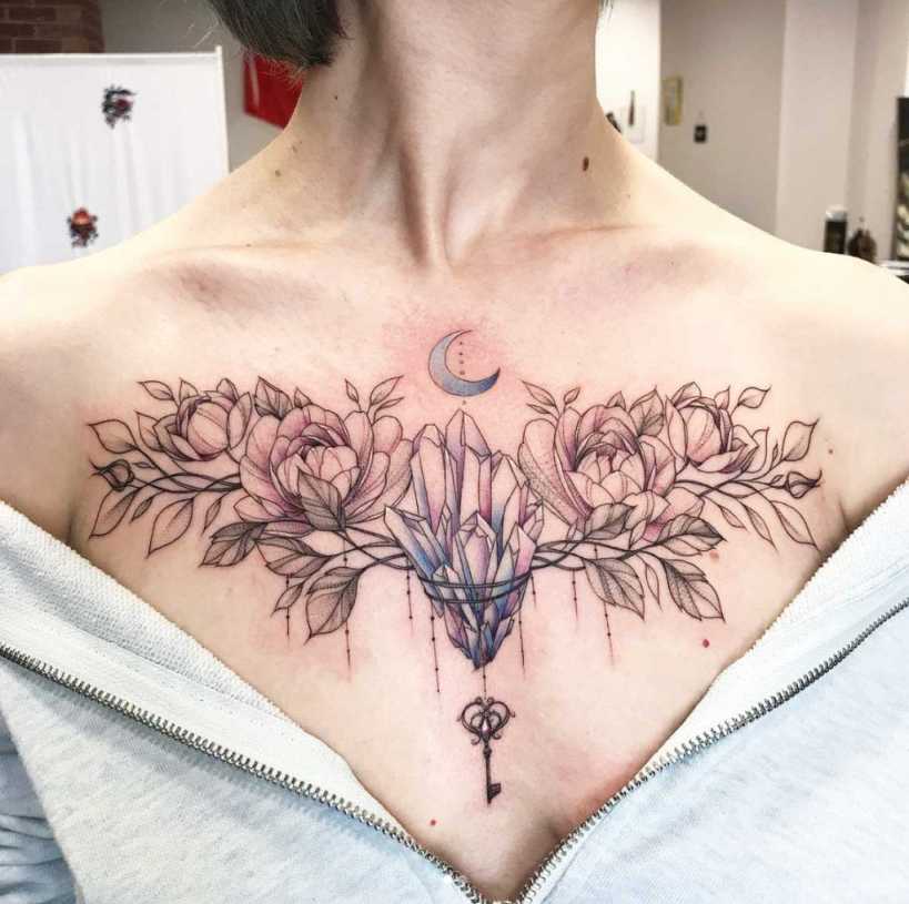 Large chest piece by Olga Koroleva  Chest tattoos for women