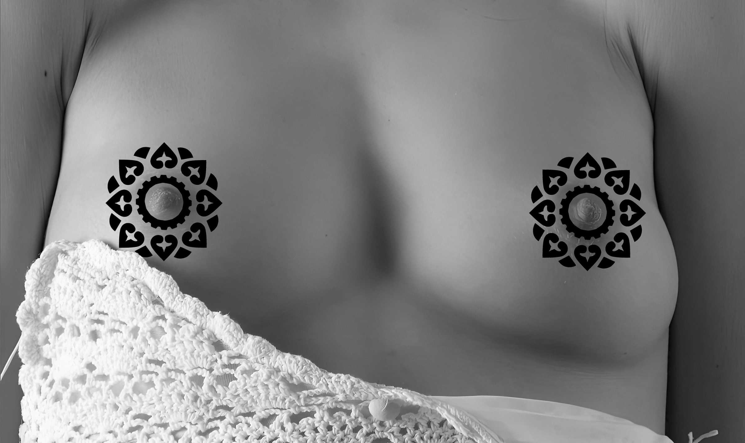 Mandala Around Nipple / Belly Button set of  Temporary Tattoo