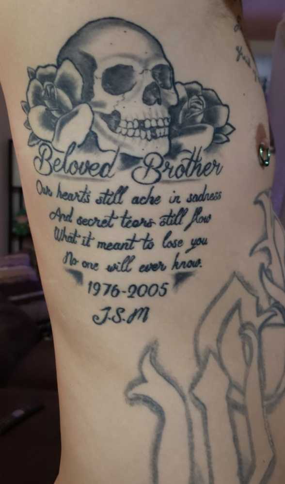 Memorial tattoo for my brother but without the skull, maybe the