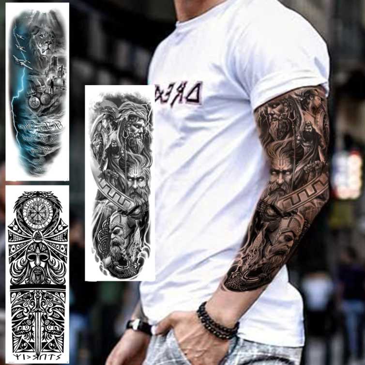 Military Maori Temporäre Tattoos Hülse Für Männer Erwachsene Realistische  Gefälschte Lion Samurai Tattoo Große Aufkleber Sexy Vollen Arm Tatoos