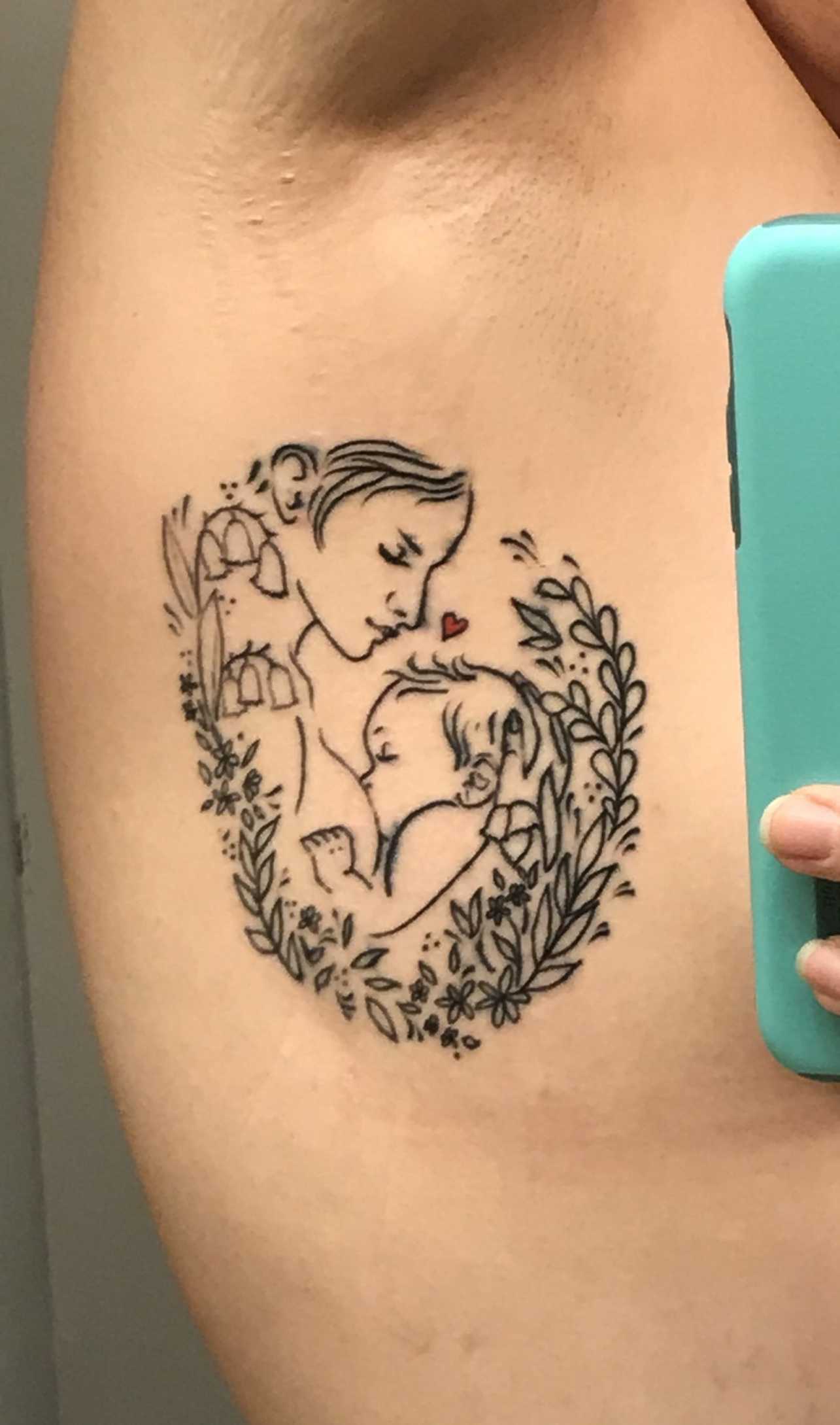 Motherhood tattoo Breastfeeding tattoo Wildflower laurel Lily of