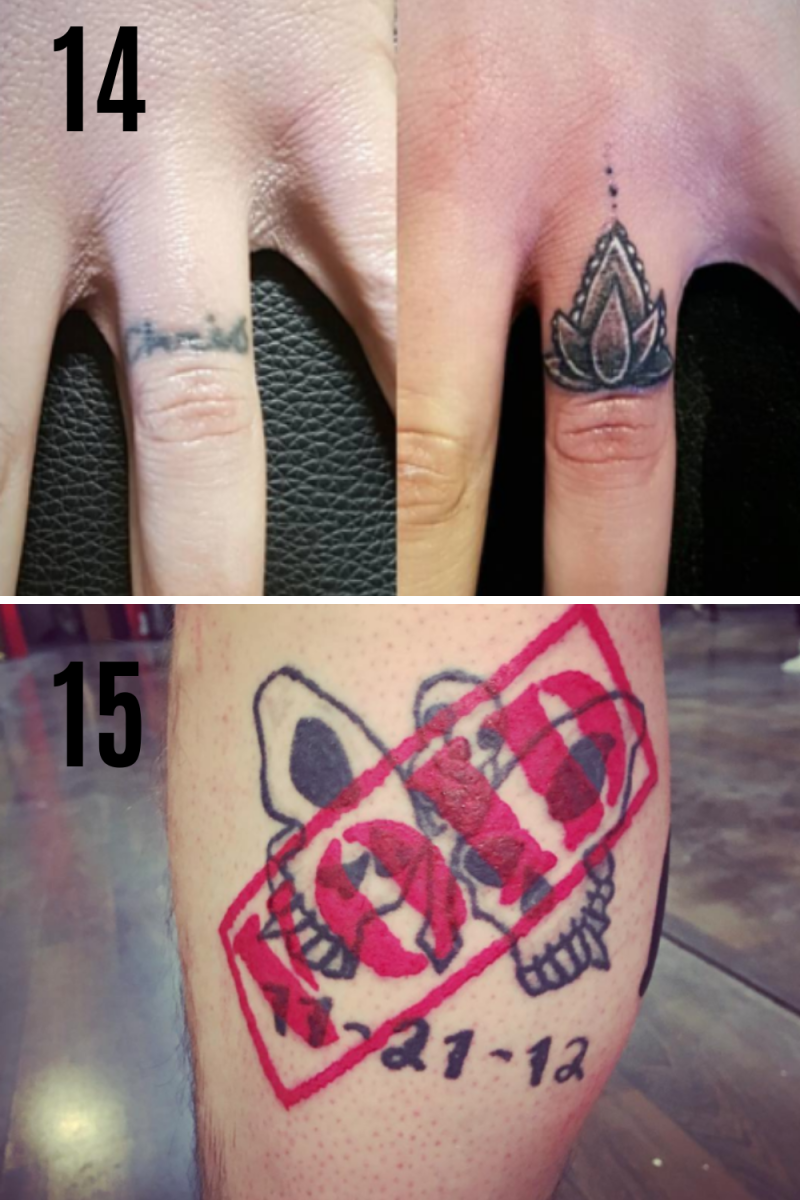 Name Cover Up Tattoo Ideas - tattooglee  Cover up finger