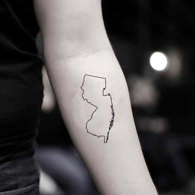New Jersey Map Temporary Tattoo Sticker (Set of )