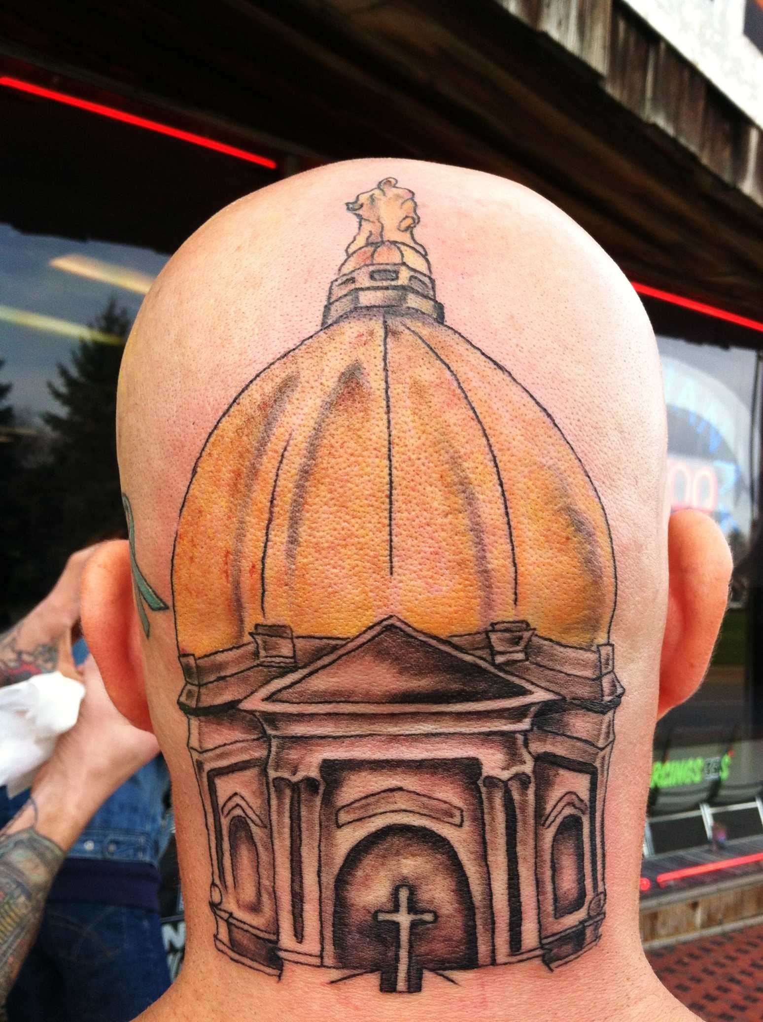 Now this is a real Notre Dame Fan !!! Golden Dome Tattoo