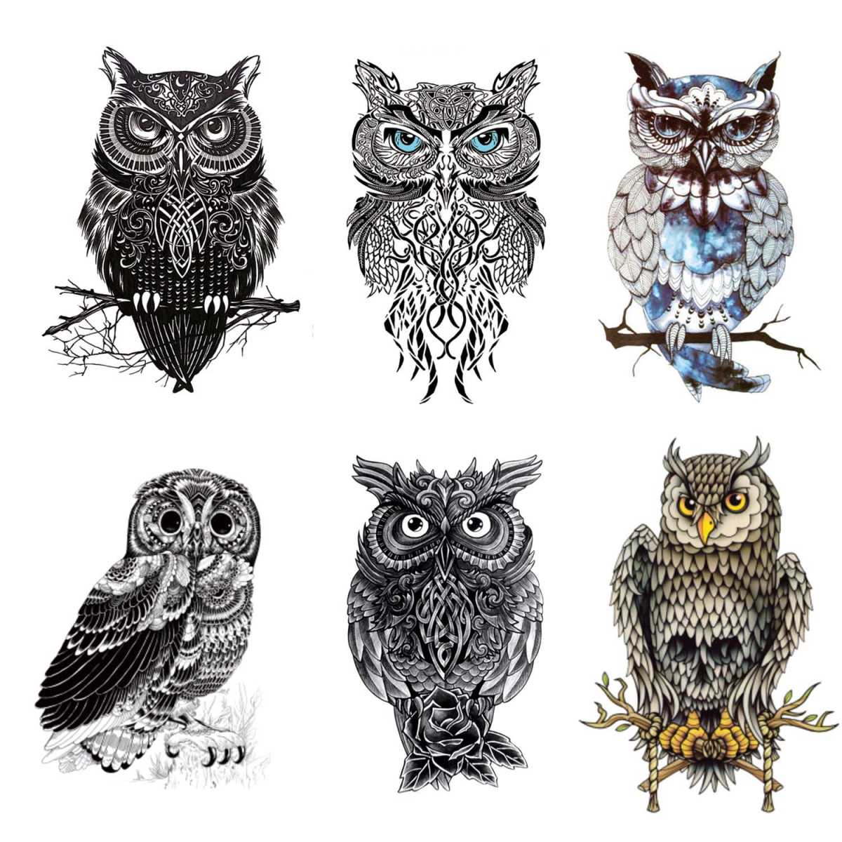 Owl Temporary Tattoos Large Temporary Tattoo Half Arm Tattoo Sleeves  Stickers Shoulder Body Art for Men Women Teens- Sheets