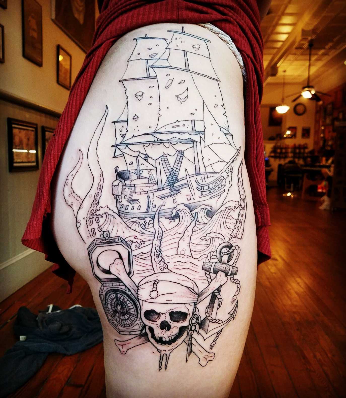 Pirates of the Caribbean Tattoo  Pirate tattoo, Pirate lady