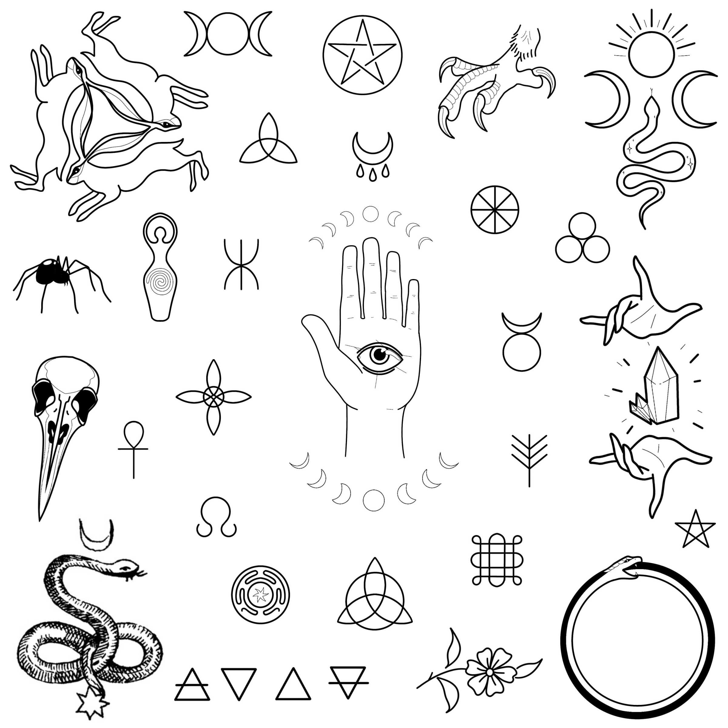 Schablonen, Pagan Tattoo Designs, Gebrauchsfertig, Einfach