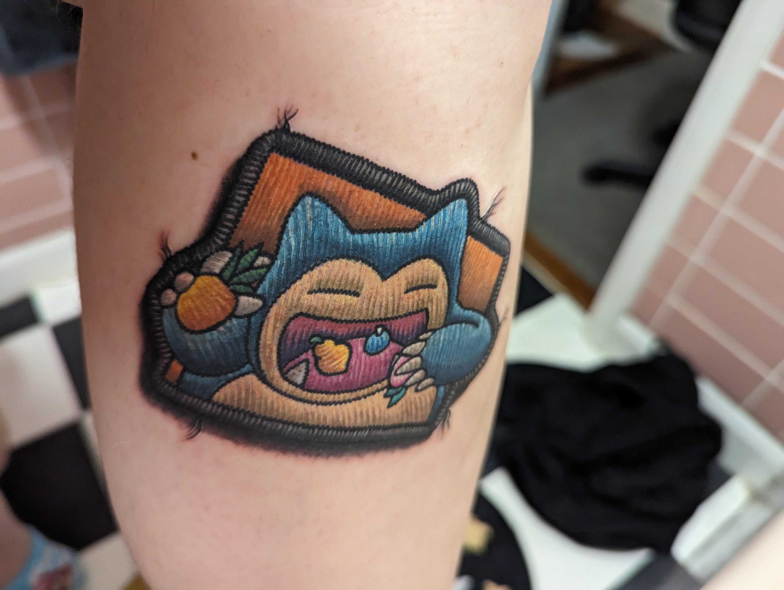 Snorlax patchwork tattoo : r/Pokemonart