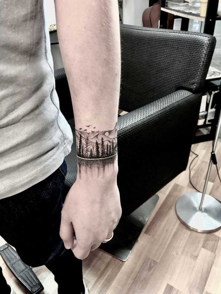 Stylish Wristband Tattoo by Jon Koon