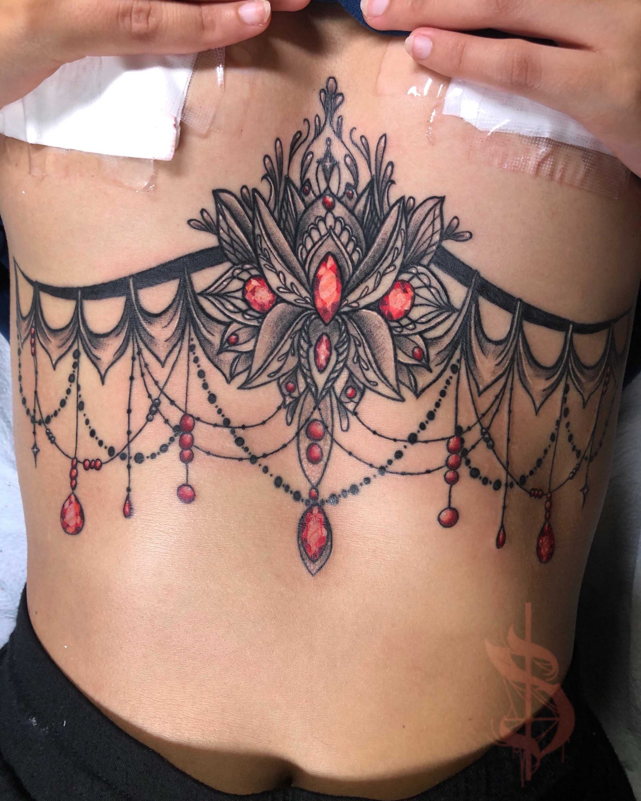 Tattoo uploaded by Sara Rose • Jeweled under breast tattoo • Tattoodo
