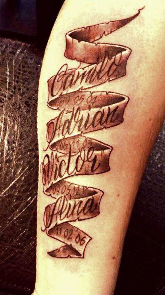 Tattoo with my kids name on their dads arm  Names tattoos for men