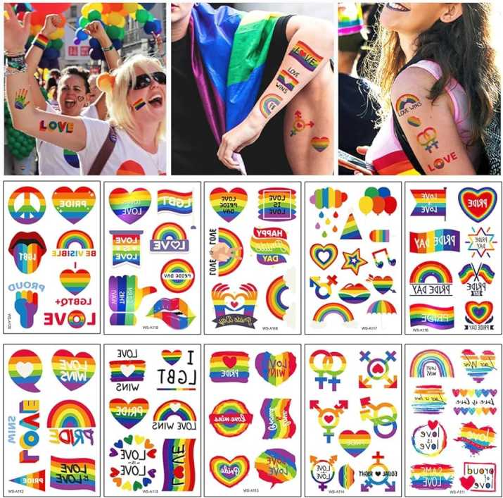 Tattoos Pride, Hillylolly Pack of  Temporary Tattoos Gay, Gay Tattoo,  Rainbow Tattoo, Lgbt Tattoos, Tattoo Stickers Waterproof, Long Lasting, for